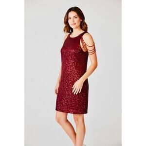 Burgandy beaded & sequin holiday dress size 2xl